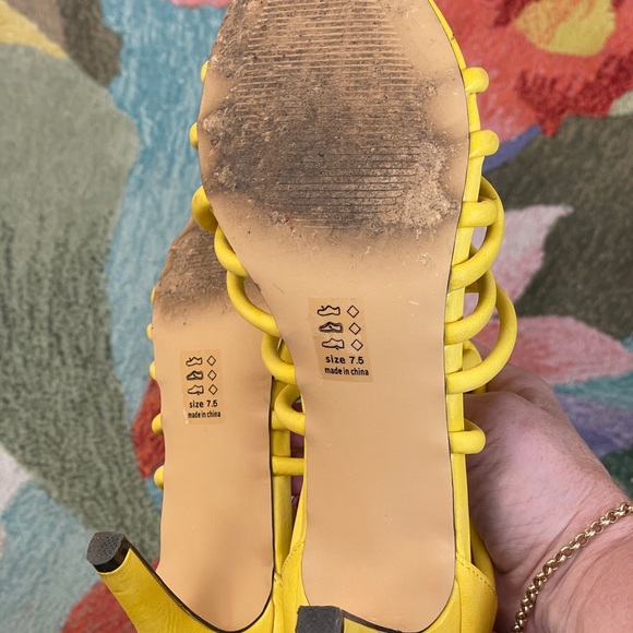 Bright Yellow Comfy, Sexy, Strappy Sandals - Picture 6 of 6